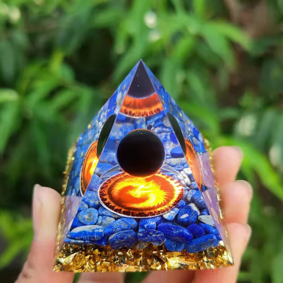 6Cm Orgonite Crystal Pyramid Chakra Spiritual Orgone Pyramid and Generator with Emf Protection for Reiki Healing