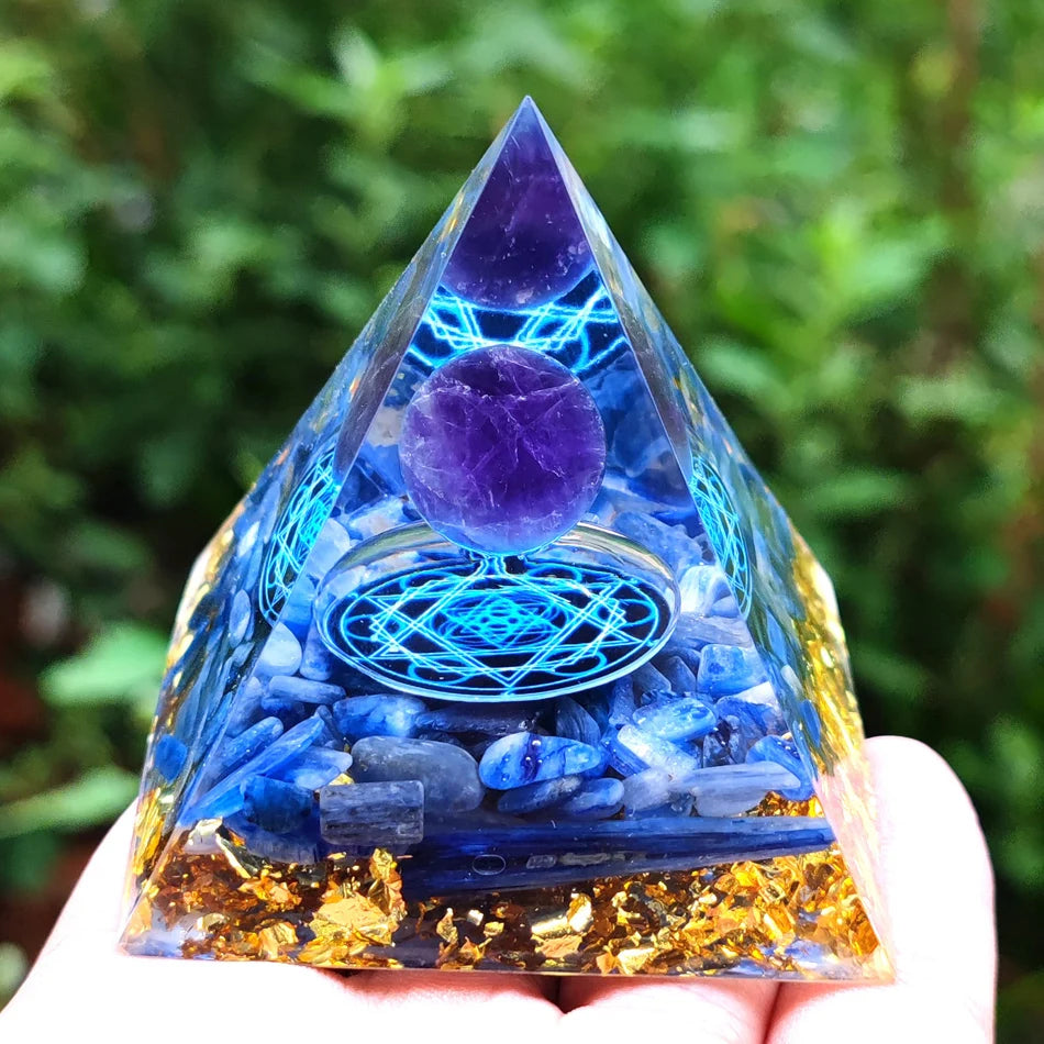 6Cm Orgonite Crystal Pyramid Chakra Spiritual Orgone Pyramid and Generator with Emf Protection for Reiki Healing