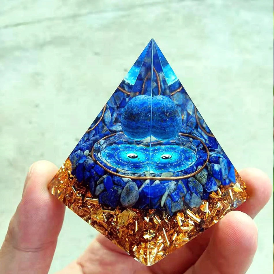6Cm Orgonite Crystal Pyramid Chakra Spiritual Orgone Pyramid and Generator with Emf Protection for Reiki Healing