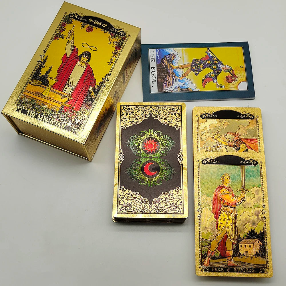 New Plastic Rider Waite Tarot Hot Stamping Gold Foil Tarot Exquisite Board Game Divination Cards for Collection