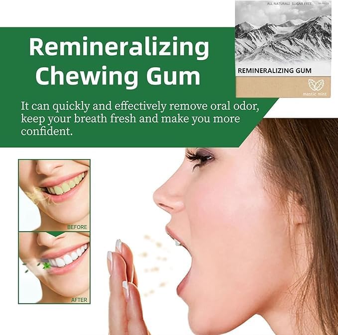 <4Boxes/72 Pcs> Remineralizing Gum, Underbrush Remineralizing Chewing Gum, Organic Mastic Mint Sugar-Sugar-Free, for Whiten Teeth Health, Chewing Gum to Keeps Your Mouth Fresh (4Pc Green)