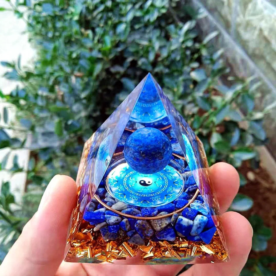 6Cm Orgonite Crystal Pyramid Chakra Spiritual Orgone Pyramid and Generator with Emf Protection for Reiki Healing