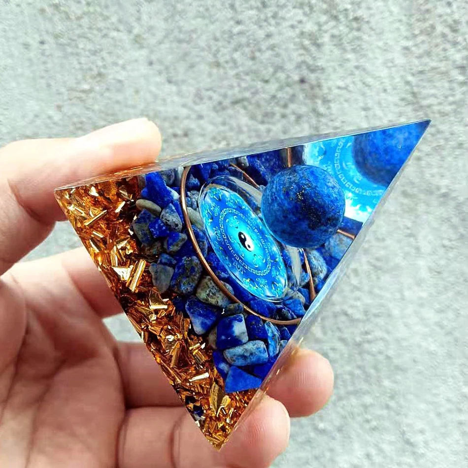 6Cm Orgonite Crystal Pyramid Chakra Spiritual Orgone Pyramid and Generator with Emf Protection for Reiki Healing