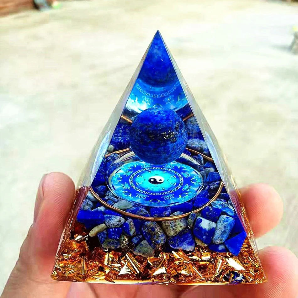 6Cm Orgonite Crystal Pyramid Chakra Spiritual Orgone Pyramid and Generator with Emf Protection for Reiki Healing