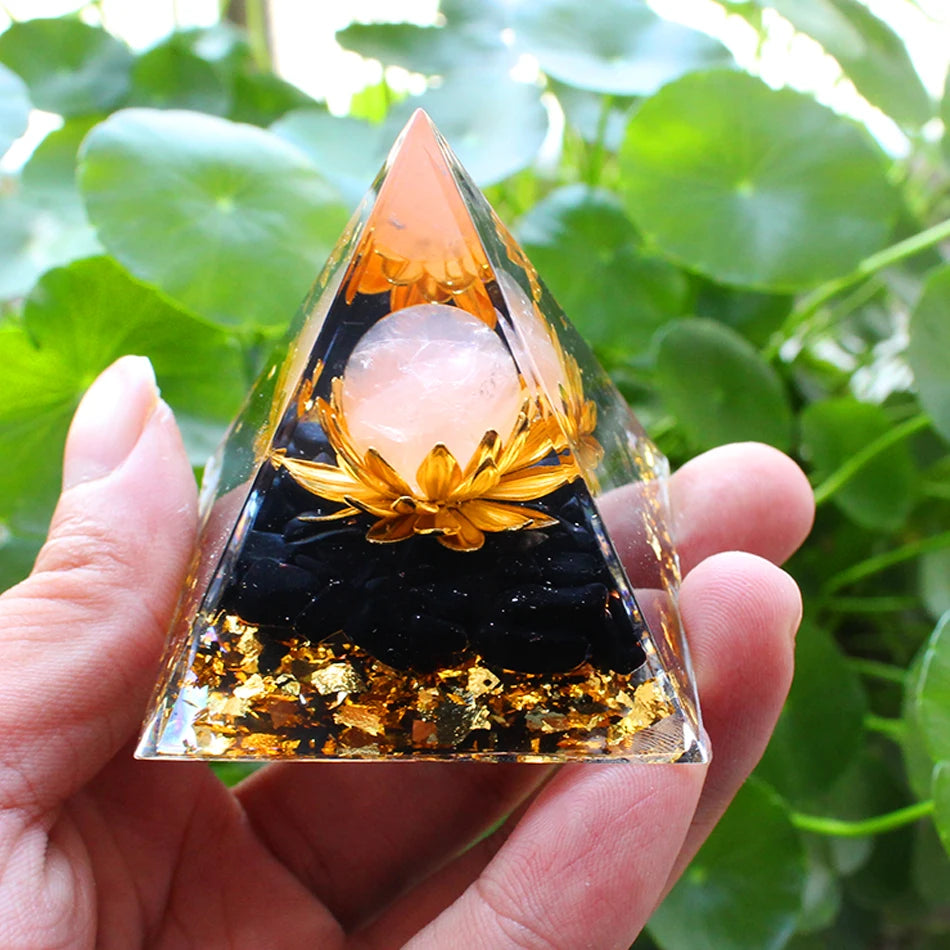6Cm Orgonite Crystal Pyramid Chakra Spiritual Orgone Pyramid and Generator with Emf Protection for Reiki Healing
