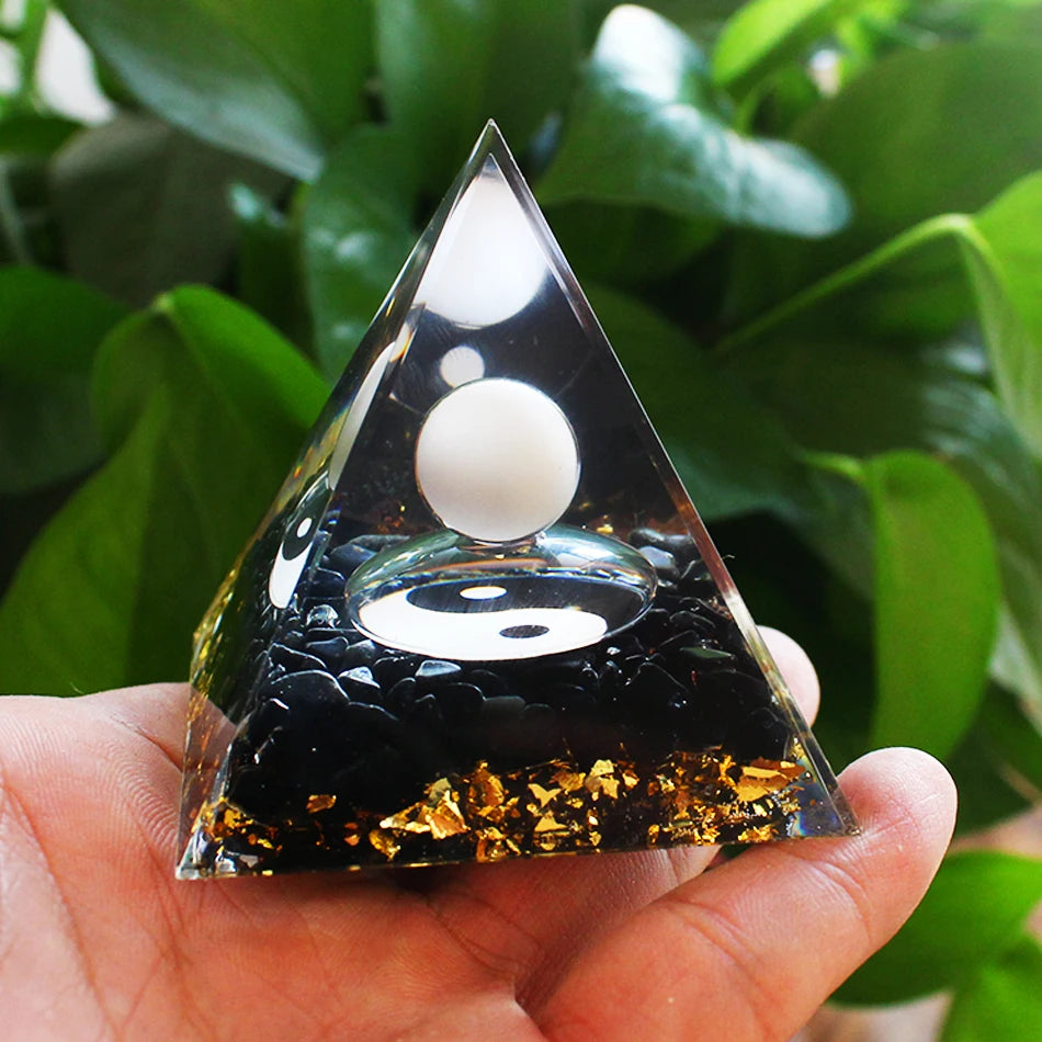 6Cm Orgonite Crystal Pyramid Chakra Spiritual Orgone Pyramid and Generator with Emf Protection for Reiki Healing