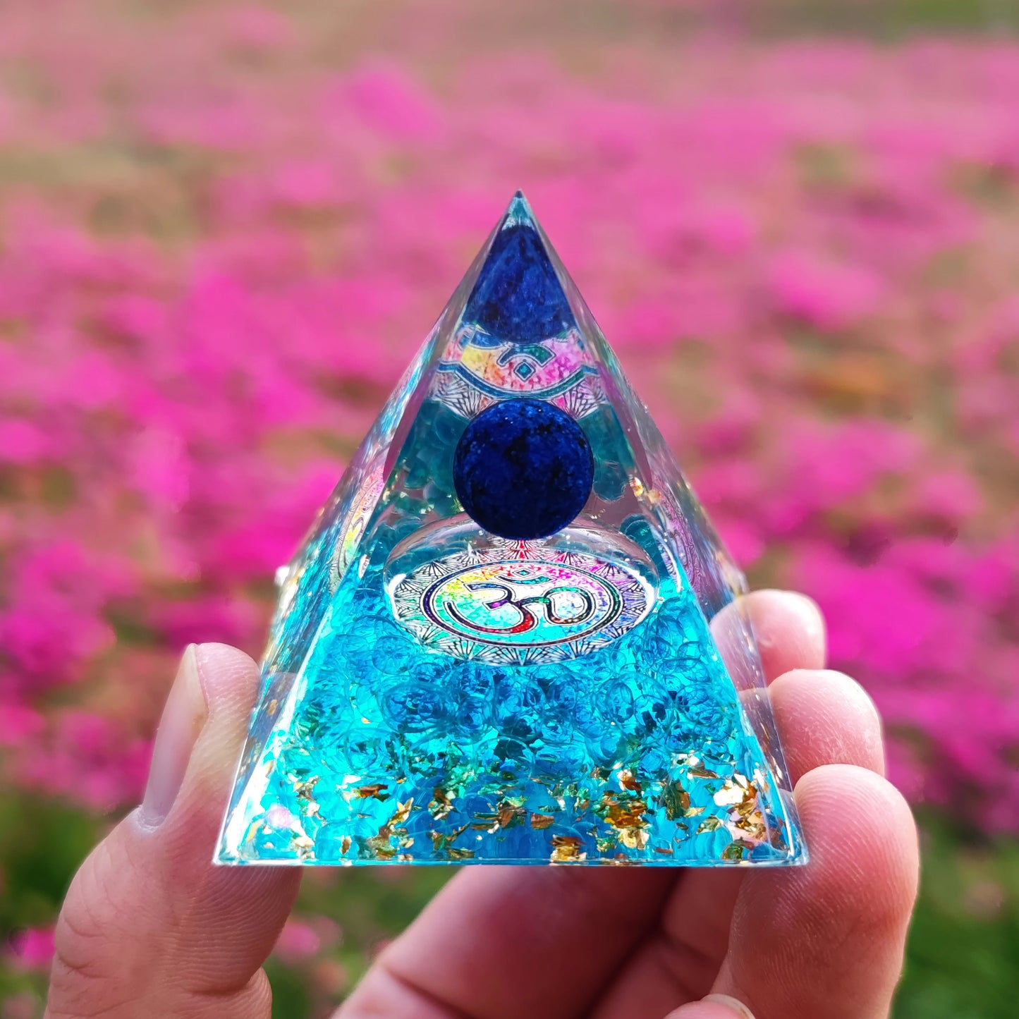 6Cm Orgonite Crystal Pyramid Chakra Spiritual Orgone Pyramid and Generator with Emf Protection for Reiki Healing
