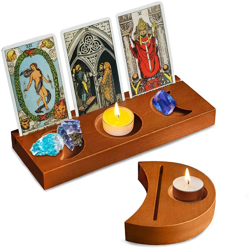 Wood Tarot Card Holder Stand Wood Tarot Card Stand Divination Meditation Decor Witchy Accessories Holder for Mini Altar Shrine