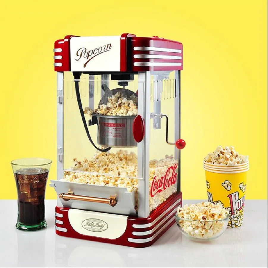 Hot Air Popcorn Machine Vintage Tabletop Electric Popcorn Popper Healthy and Quick Snack