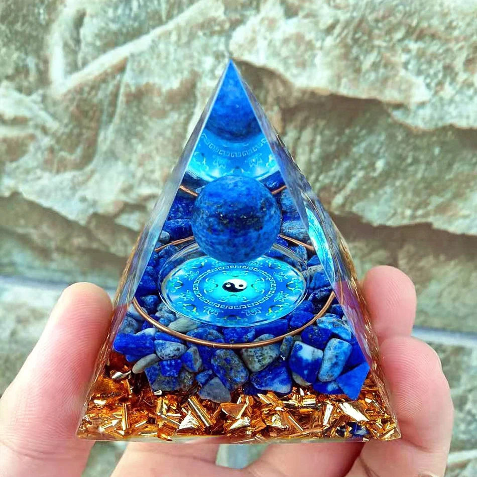 6Cm Orgonite Crystal Pyramid Chakra Spiritual Orgone Pyramid and Generator with Emf Protection for Reiki Healing