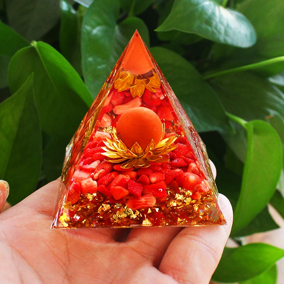 6Cm Orgonite Crystal Pyramid Chakra Spiritual Orgone Pyramid and Generator with Emf Protection for Reiki Healing