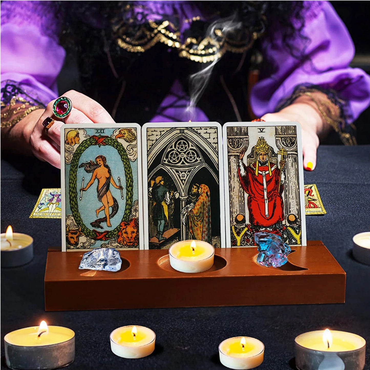 Wood Tarot Card Holder Stand Wood Tarot Card Stand Divination Meditation Decor Witchy Accessories Holder for Mini Altar Shrine