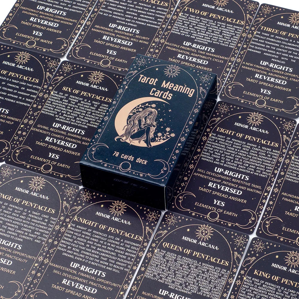 Meaning Tarot Cards 78 Cards Deck English Visions Divination Edition Board Game for Beginners Pocket Size Tarot Learning Deck