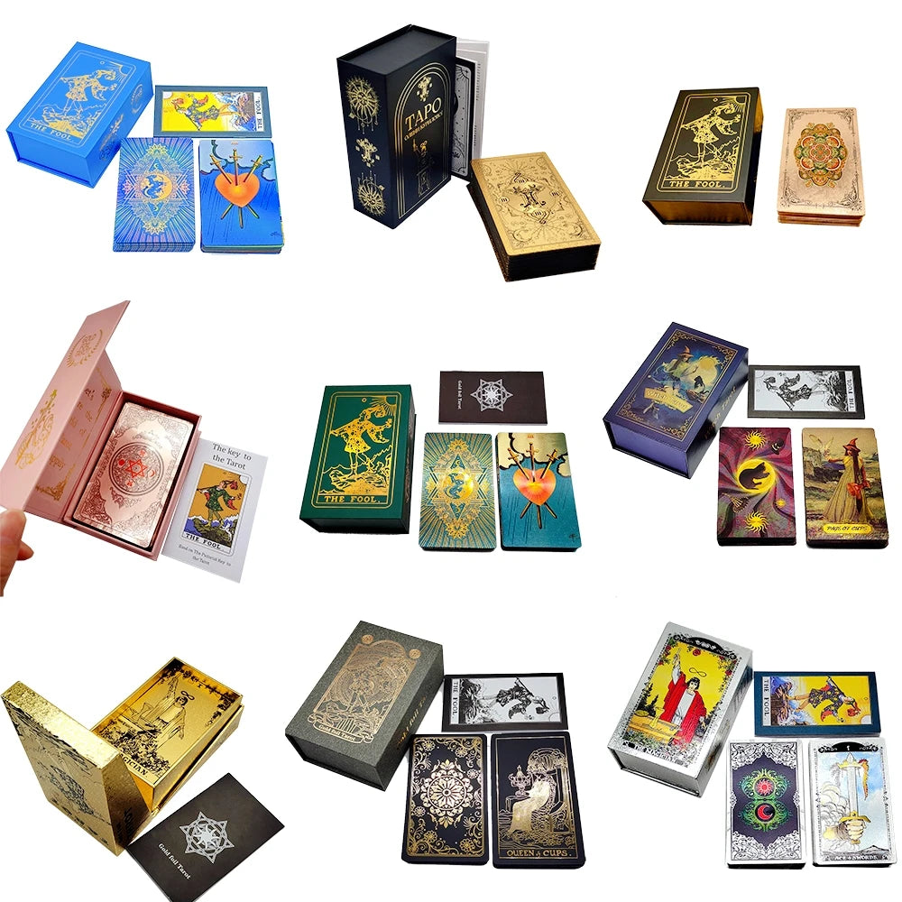 New Plastic Rider Waite Tarot Hot Stamping Gold Foil Tarot Exquisite Board Game Divination Cards for Collection