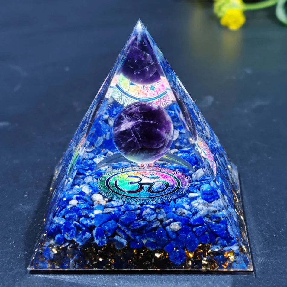 6Cm Orgonite Crystal Pyramid Chakra Spiritual Orgone Pyramid and Generator with Emf Protection for Reiki Healing