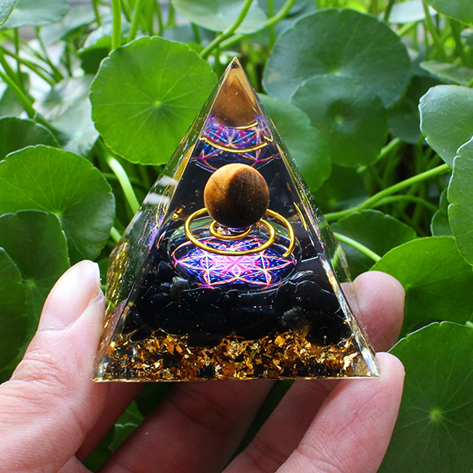 6Cm Orgonite Crystal Pyramid Chakra Spiritual Orgone Pyramid and Generator with Emf Protection for Reiki Healing