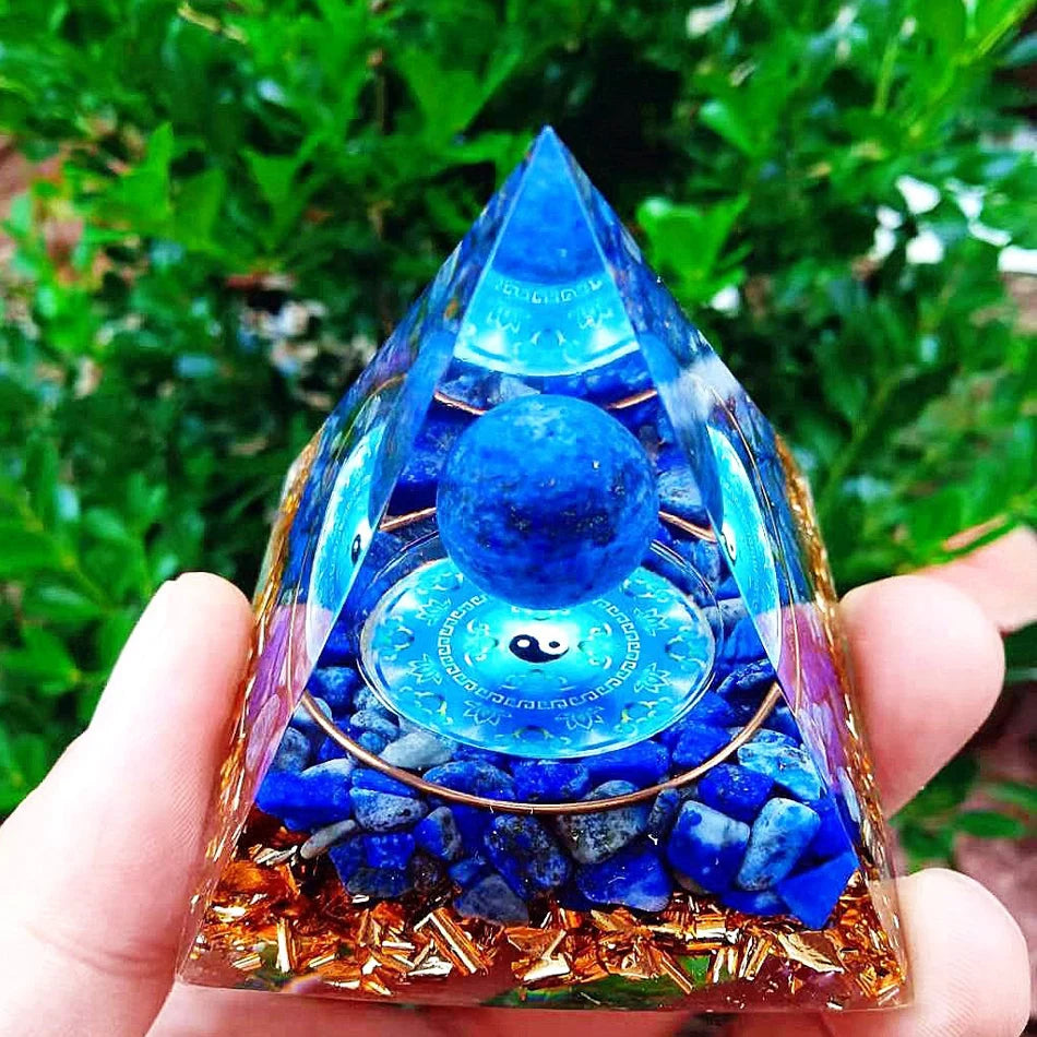 6Cm Orgonite Crystal Pyramid Chakra Spiritual Orgone Pyramid and Generator with Emf Protection for Reiki Healing