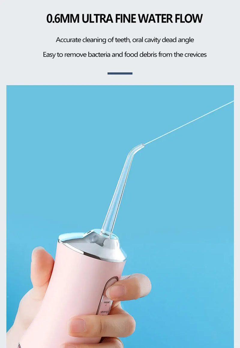 Oral Irrigator Portable Water Flosser, USB Rechargeable Water Jet Tooth Pick + 4 Jet Tip 3 Modes Waterproof Teeth Cleaner