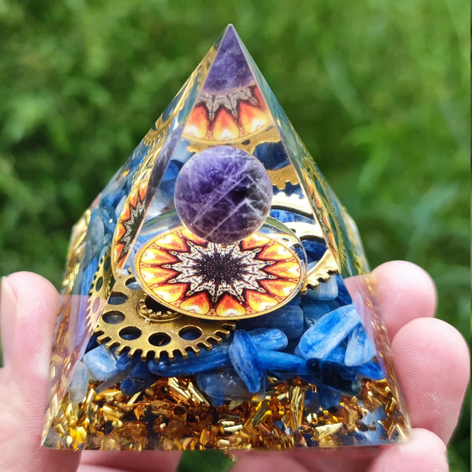 6Cm Orgonite Crystal Pyramid Chakra Spiritual Orgone Pyramid and Generator with Emf Protection for Reiki Healing