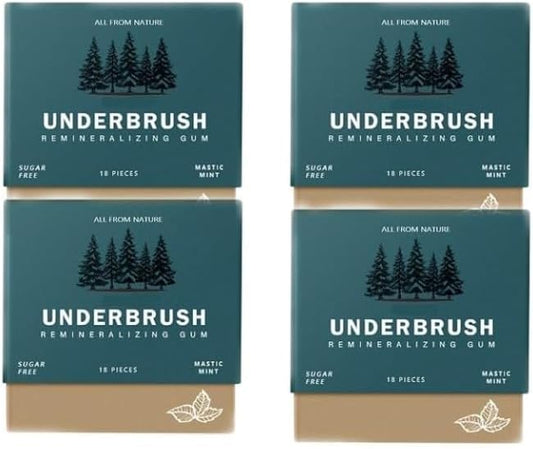 <4Boxes/72 Pcs> Remineralizing Gum, Underbrush Remineralizing Chewing Gum, Organic Mastic Mint Sugar-Sugar-Free, for Whiten Teeth Health, Chewing Gum to Keeps Your Mouth Fresh (4Pc Green)