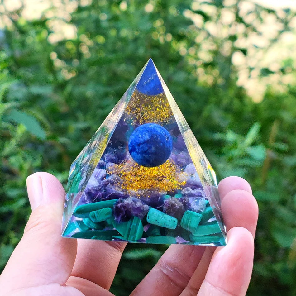 6Cm Orgonite Crystal Pyramid Chakra Spiritual Orgone Pyramid and Generator with Emf Protection for Reiki Healing